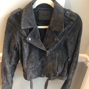 Grey slate suede BlankNYC Moto jacket